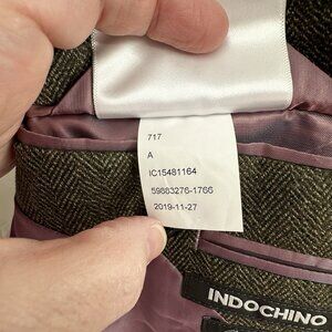 INDOCHINO jacket blazer sport coat brown herringbone 46R two button 100% wool